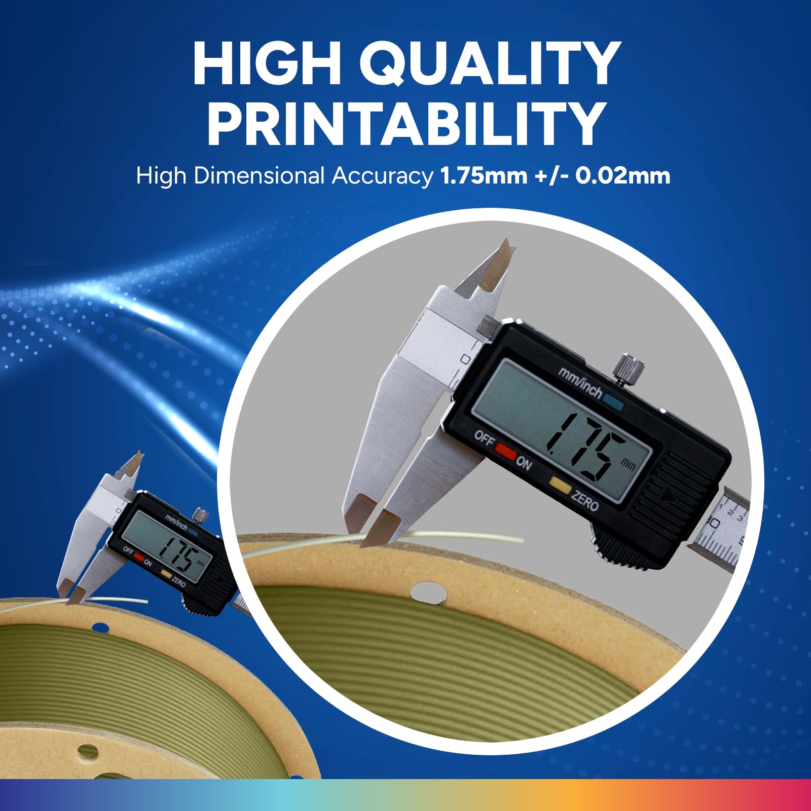 OVERTURE PLA+ Filamento 1.75mm, Toughness Enhanced PLA Roll, Professionale PLA Tenacia, 1kg Filamento(2.2lbs), Precisione Dimensionale 99% Probabilità +/- 0.02 mm (Verde Militare)