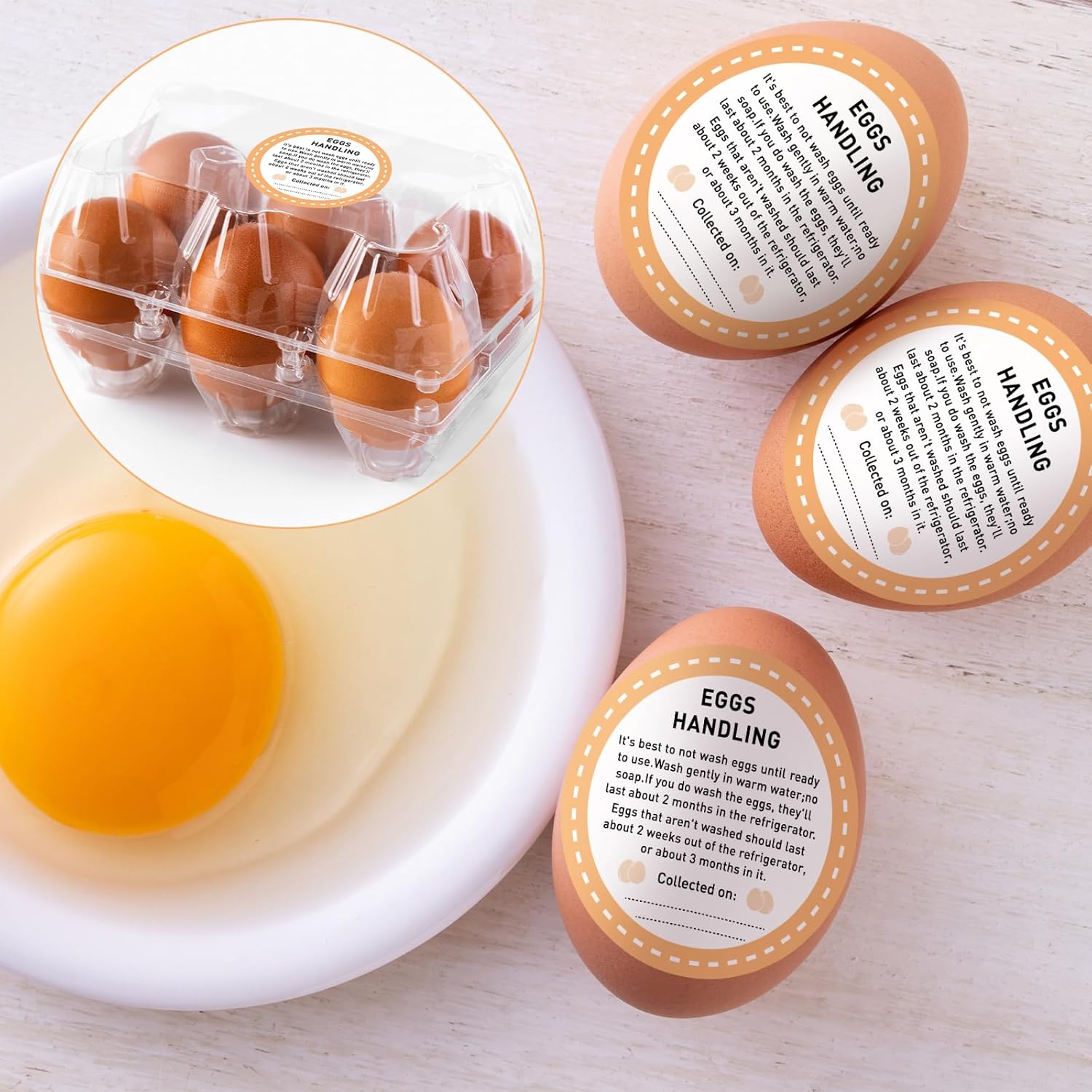 500 Pcs Farm Fresh Eggs Carton Labels Stickers 2 Inch Egg Care Self Adhesive Writable Handling Stickers Bulk Chicken Packaging Decal Sign for Chicken Quail Farmhouse - Image 4