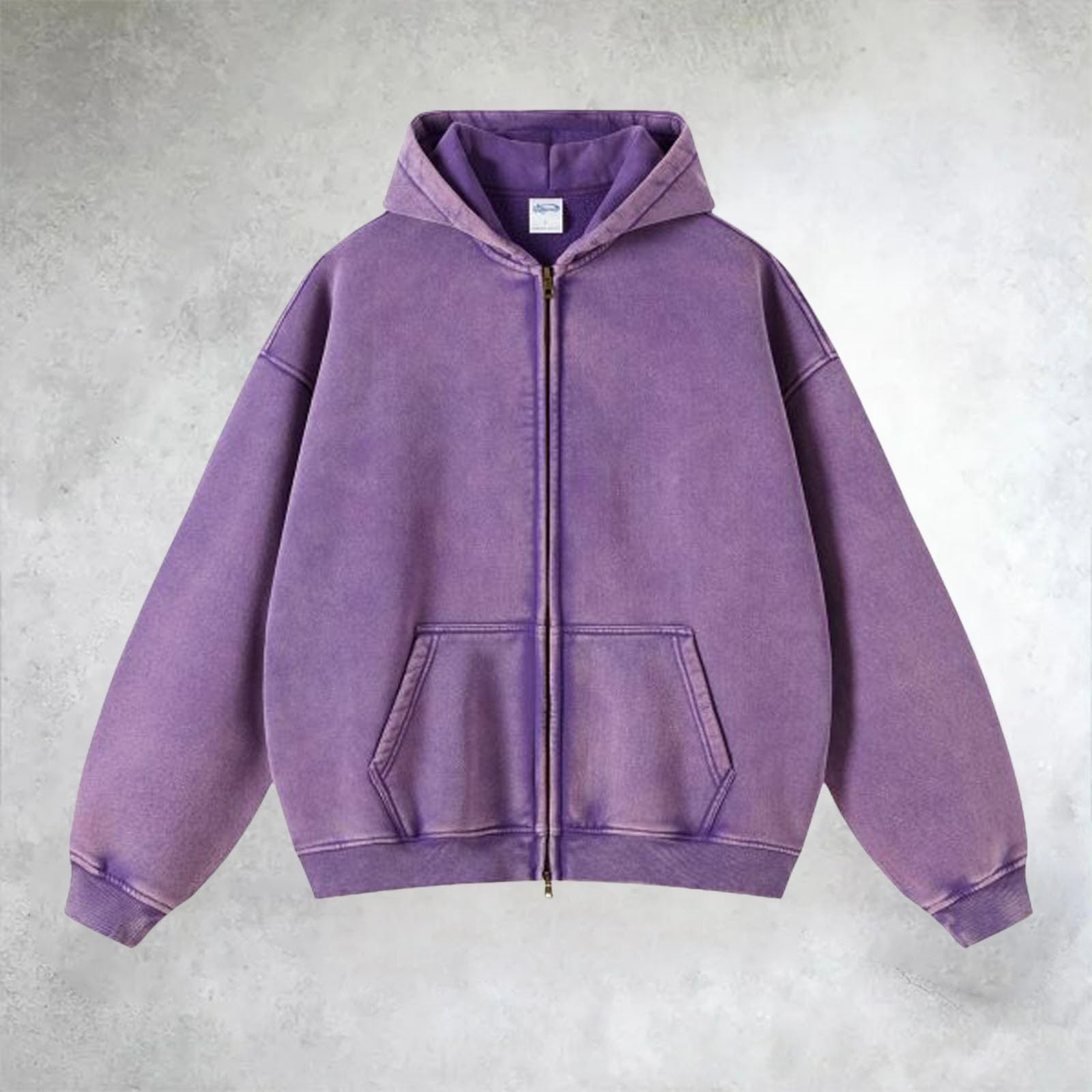 Felpa da uomo in pile con cappuccio, con chiusura lampo, oversize, basic, con cappuccio, Y2K, Hip Hop, giacca in pile, unisex, vintage, con chiusura lampo