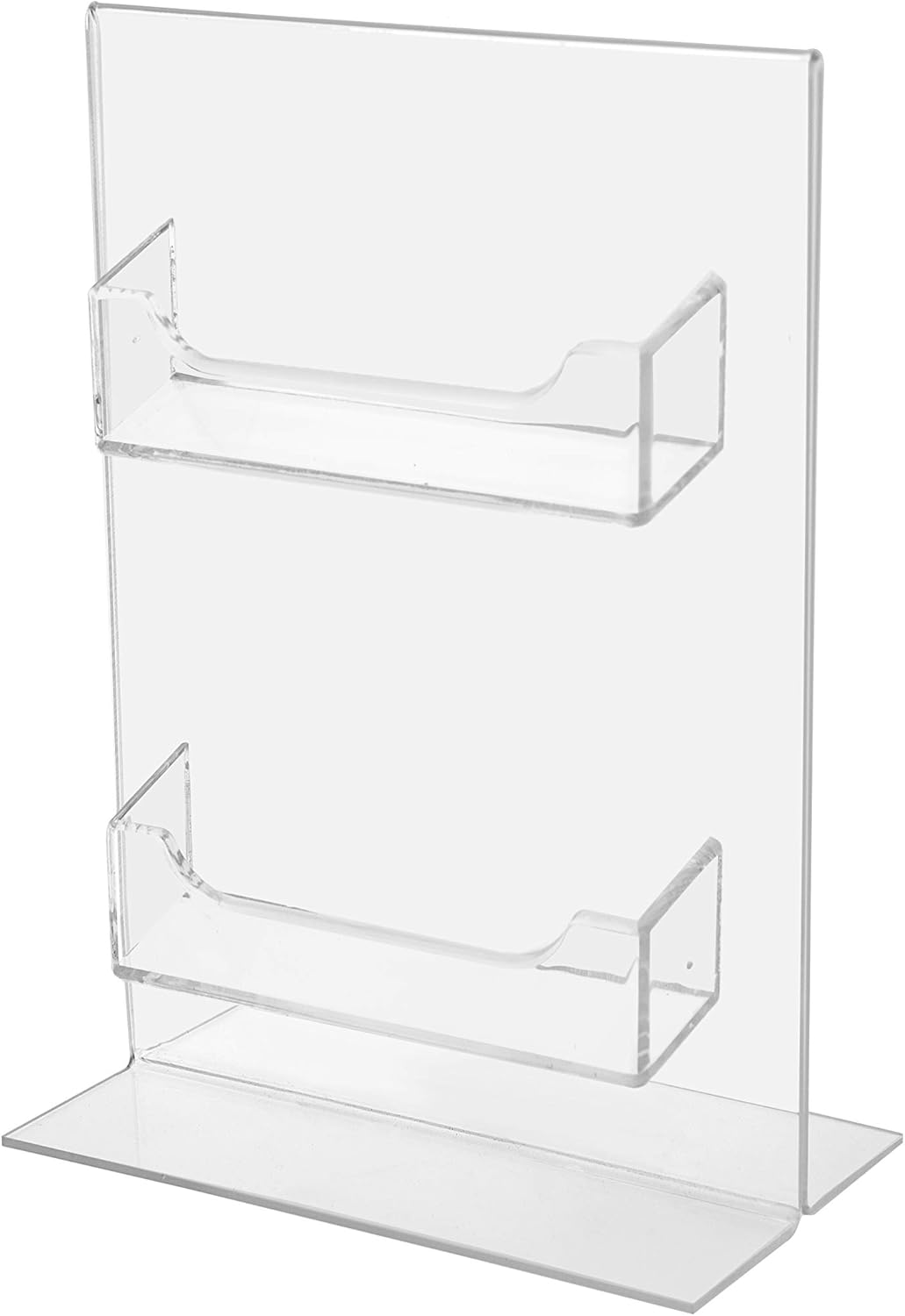 Marketing Holders 5 x 7 Pack of 2 Sign Holder with 2 Business Card Pockets Display Stand for Counter or Table Top Multi Use Acrylic Rack