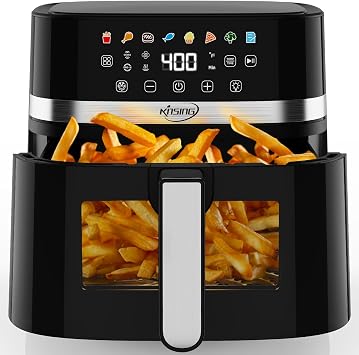 Air Fryer 6.5 QT,8 in 1 with Visible Window,LED display, 400F Precise Temperature Control, Shake Reminder&Pre-heat indicator,Metal inner cavity,Nonstick & Dishwasher Safe Basket