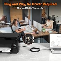 Vista 6 de Cable de impresora USB C de 6 pies (paquete de 5), cable de impresora tipo C, USB 2.0 B macho a macho C, cable de repuesto para teclados, impresoras