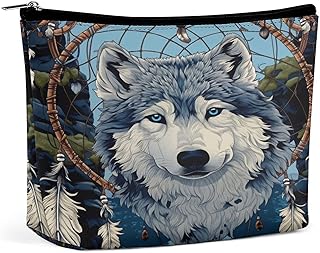 Wolf Dreamcatcher Feather Makeup Bag, Travel ...