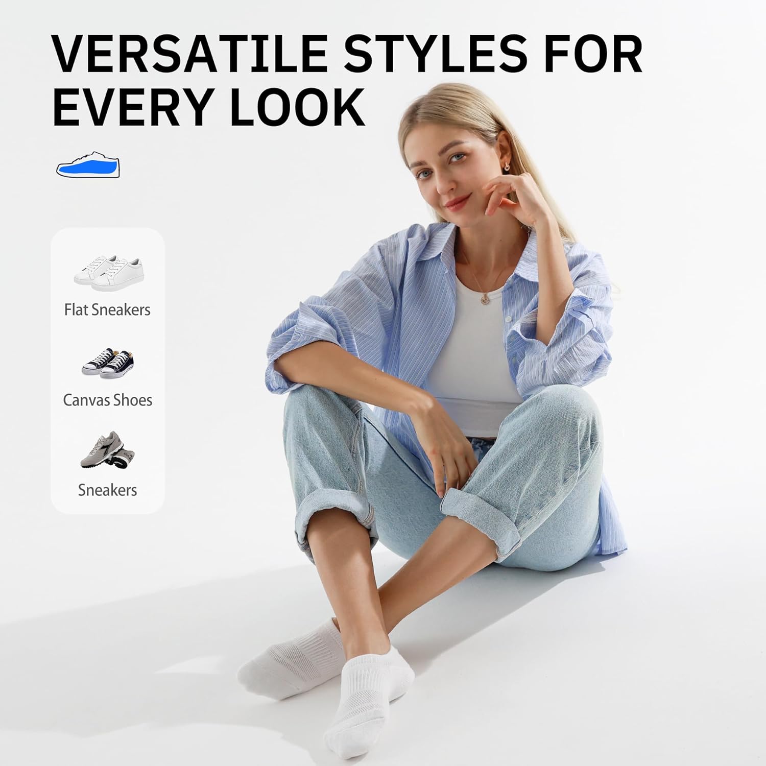 CLOSEMATE No Show Ankle Socks for Women Cushioned Low Cut Non Slip with Silicone Grips 6 Pairs - Image 6