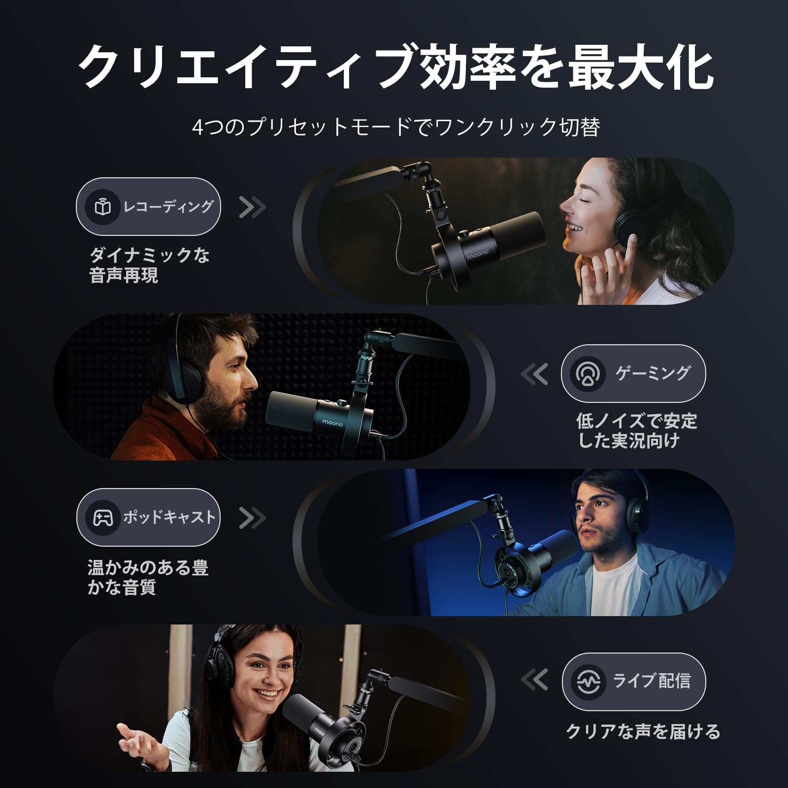 Amazon.co.jp: MAONO USB XLR ダイナミックマイク 192kHz/24bit