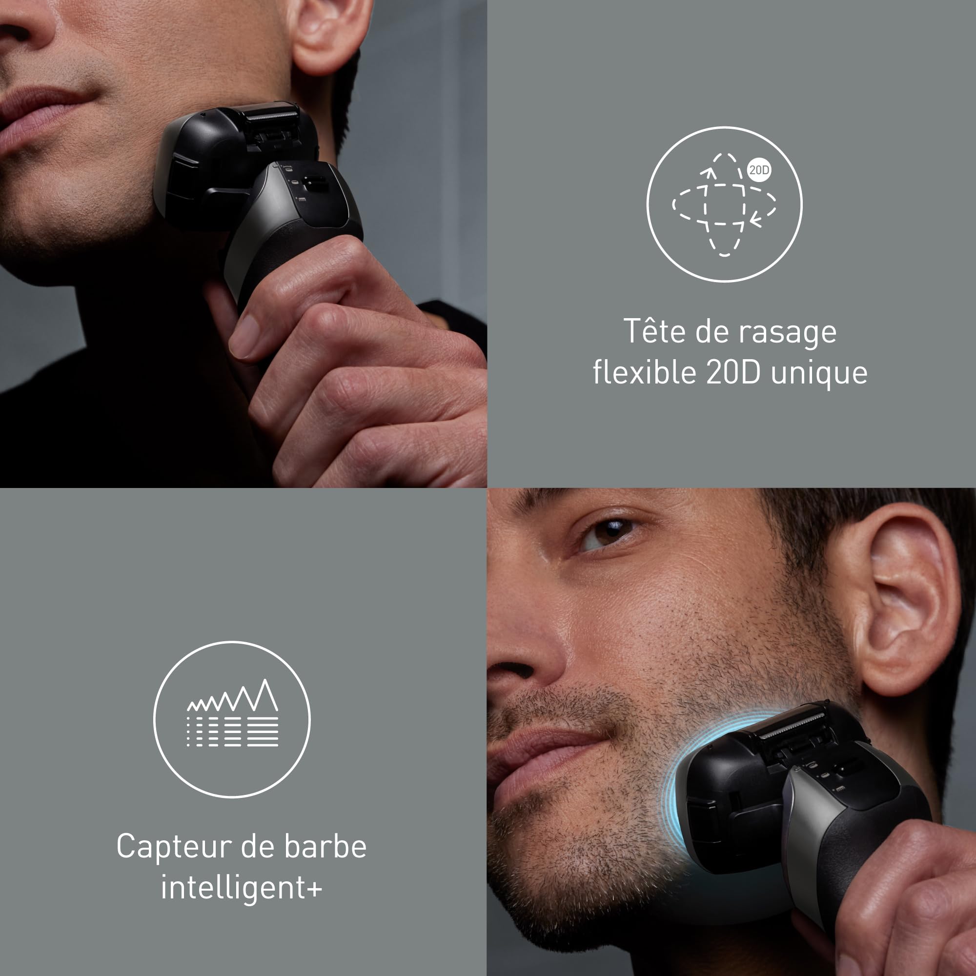Panasonic ES-L550 Series 900 Rasoir Électrique 5 Lames pour Homme, Charge USB-C, Capteur de Barbe Intelligent+, Tête Flexible 20D, Rasage Humide & Sec, Tondeuse, Étui de Voyage