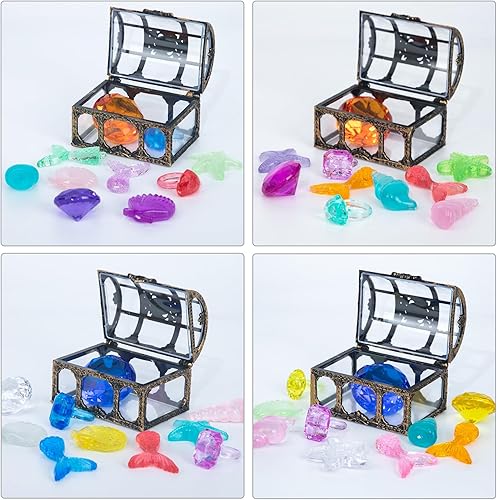 Miniatura 2 de Pool Treasure Chest - Juguete de buceo con cofre del tesoro, 4 piezas, gemas de buceo para piscina para niños (bronce)
