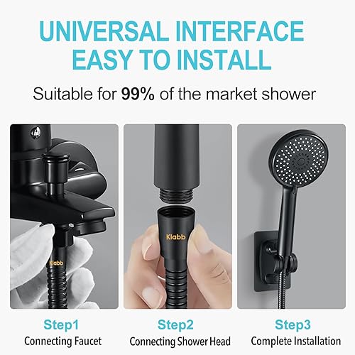 Miniatura 5 de Manguera de ducha portátil de 59 pulgadas, manguera de ducha de mano de acero inoxidable, manguera de ducha duradera y flexible con inserto de latón