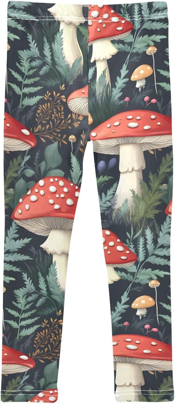 Girls Printed Yoga Pants Red Mushroom