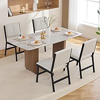 Vista 11 de Juego de Sillas de Comedor Modernas, Sillas Ergonómicas de Tela Transpirable y Marco de Metal con Asiento Suave Acolchado y Robusto, para Cocina