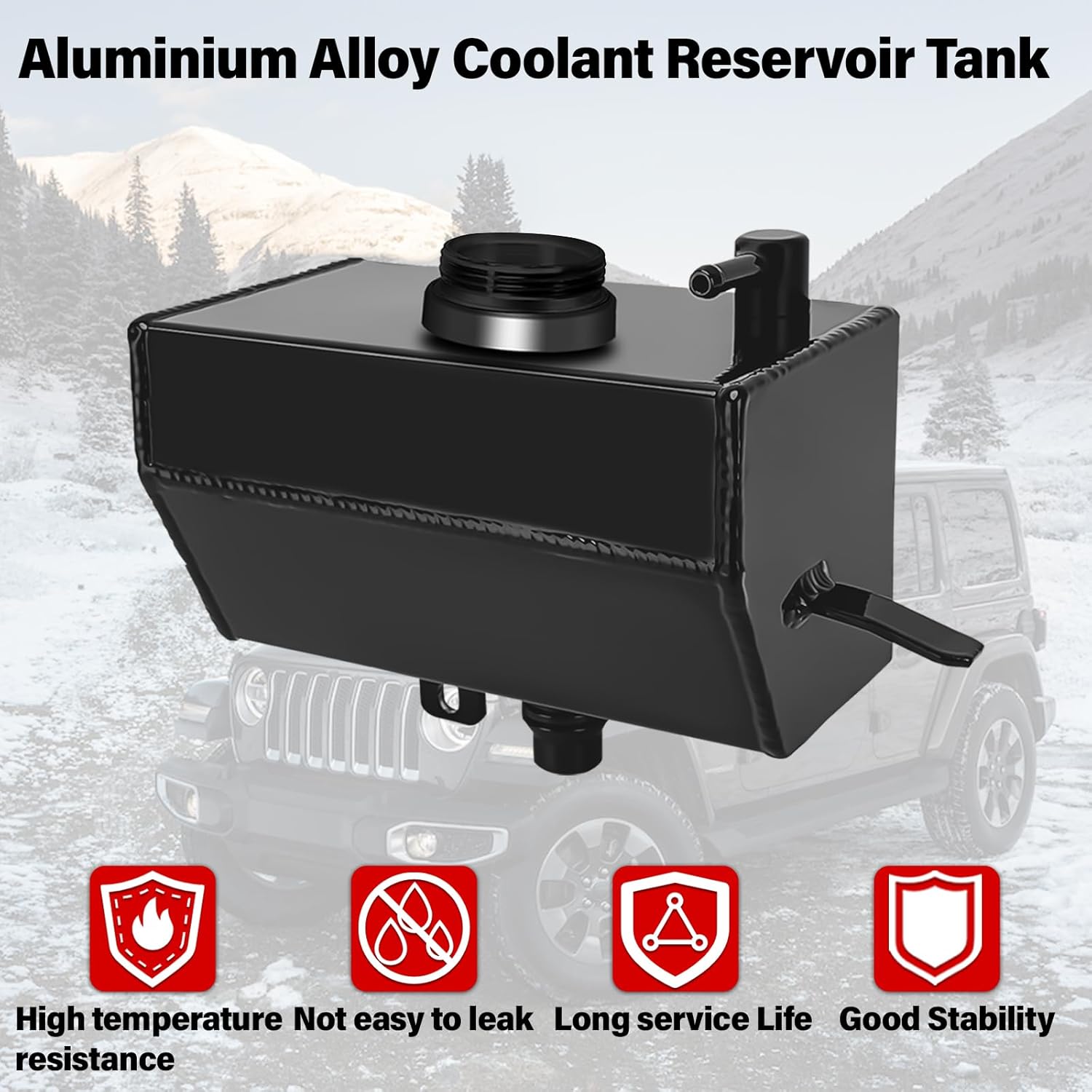 Coolant Reservoir Tank, Aluminium Alloy 68364312AC Front Engine Coolant Expansion Tank Replacement for Jeep Wrangler JL JLU 2018-2025, Gladiator JT 2.0&3.6L 2020-2025