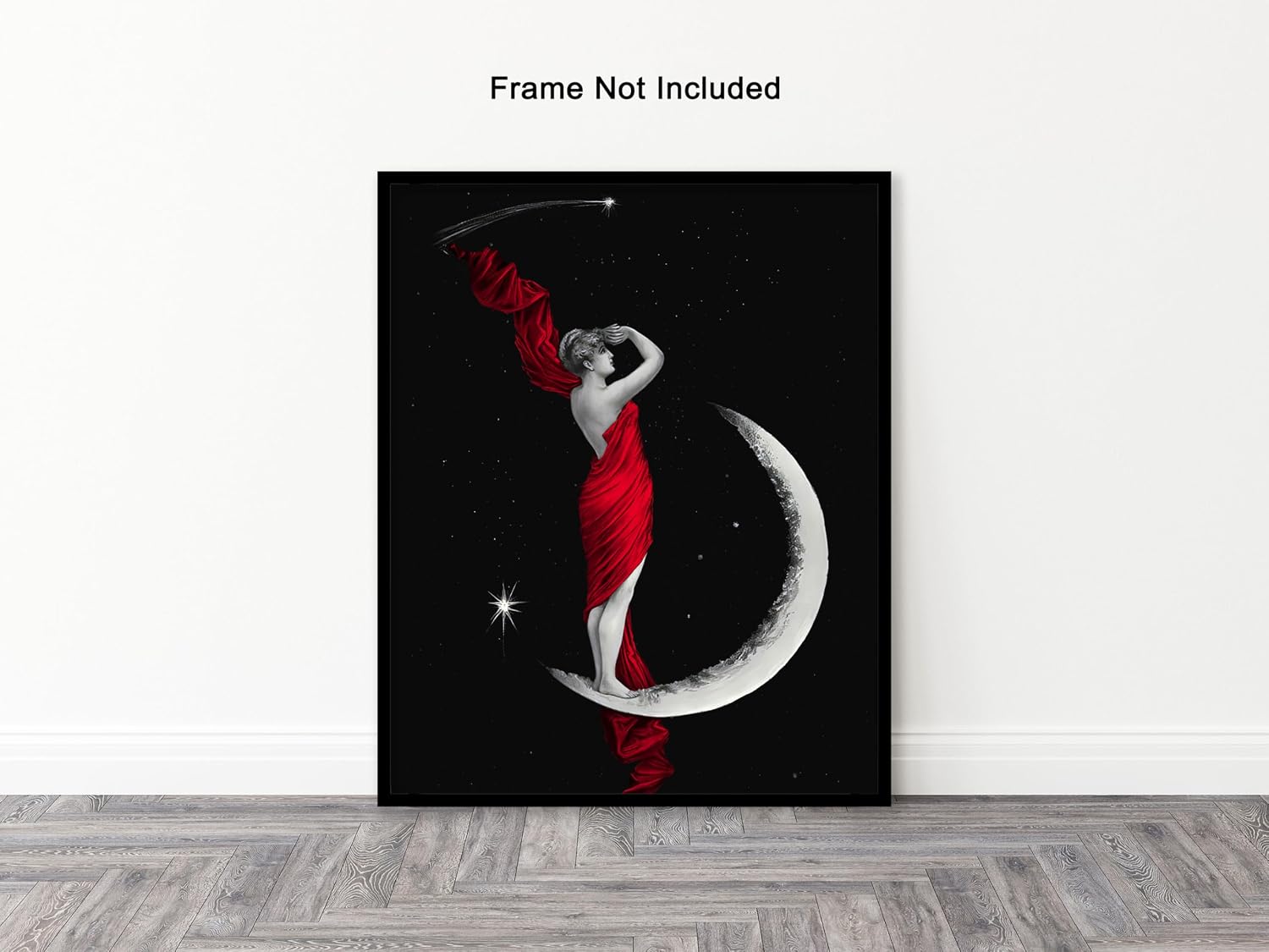 Poster Master Woman & Moon Print - Crescent Moon Poster - Lunar & Altered Art - Minimal Gift for Men & Women - Aesthetic Wall Decor for Bedroom, Living Room or Office - 8x10 UNFRAMED Wall Art