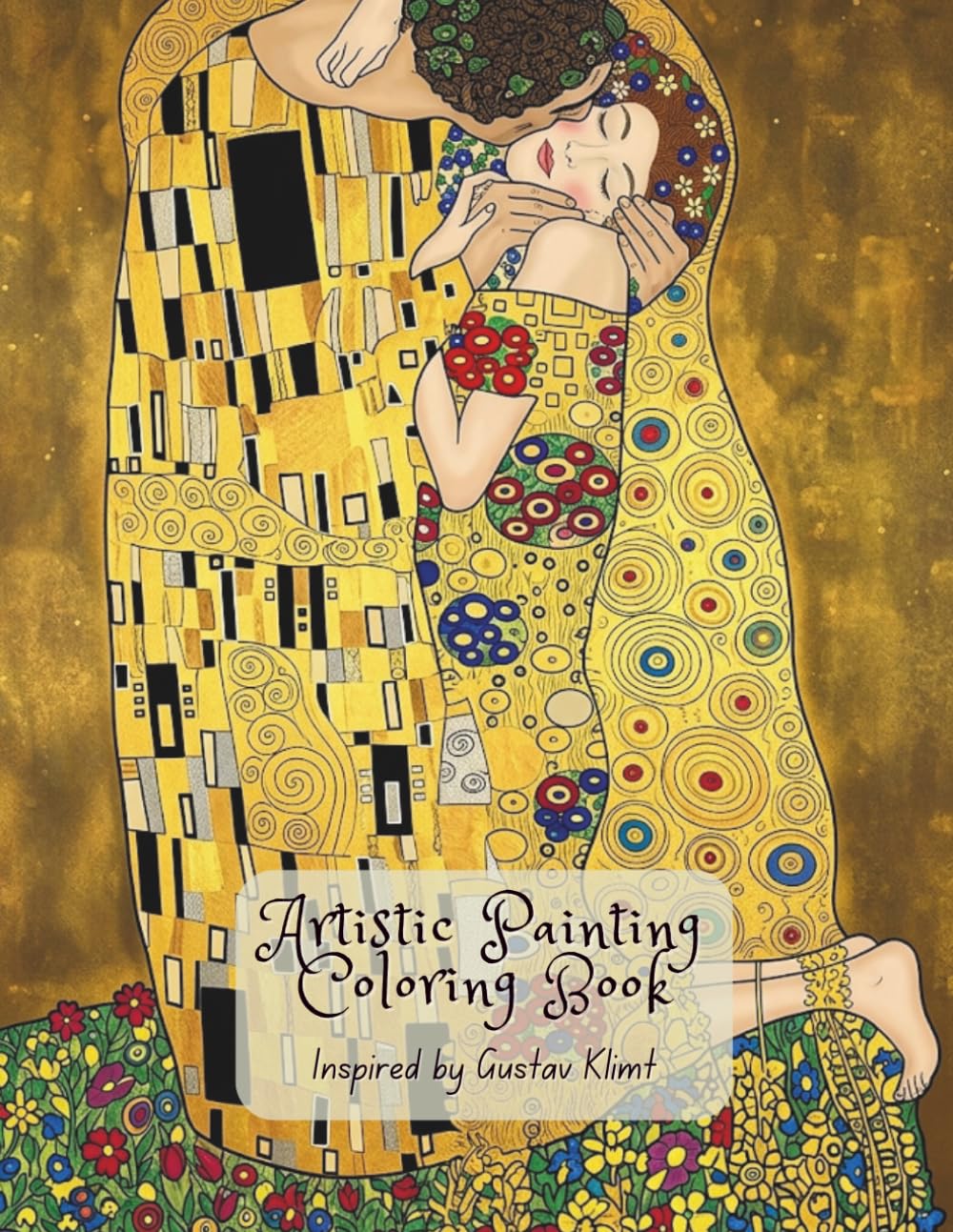 Artistic Painting Coloring book Inspired by Gustav Klimt: 13 Gold-Leaf Masterpieces Reimagined in Line Art