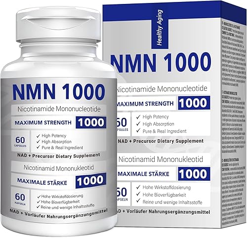 NMN 1000 mg por porción de máxima fuerza, 99% NMN puro (mononucleótido de nicotinamida) para NAD, células, inmune, energía, antienvejecimiento y