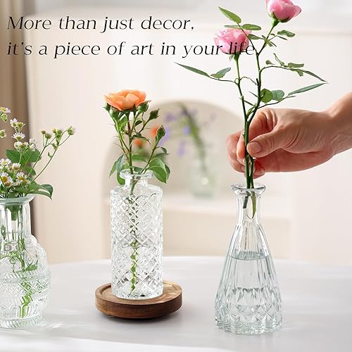 Miniatura 2 de Juego de 20 jarrones de cristal, jarrones pequeños para flores a granel, jarrones de cristal vintage surtidos para flores, centros de mesa