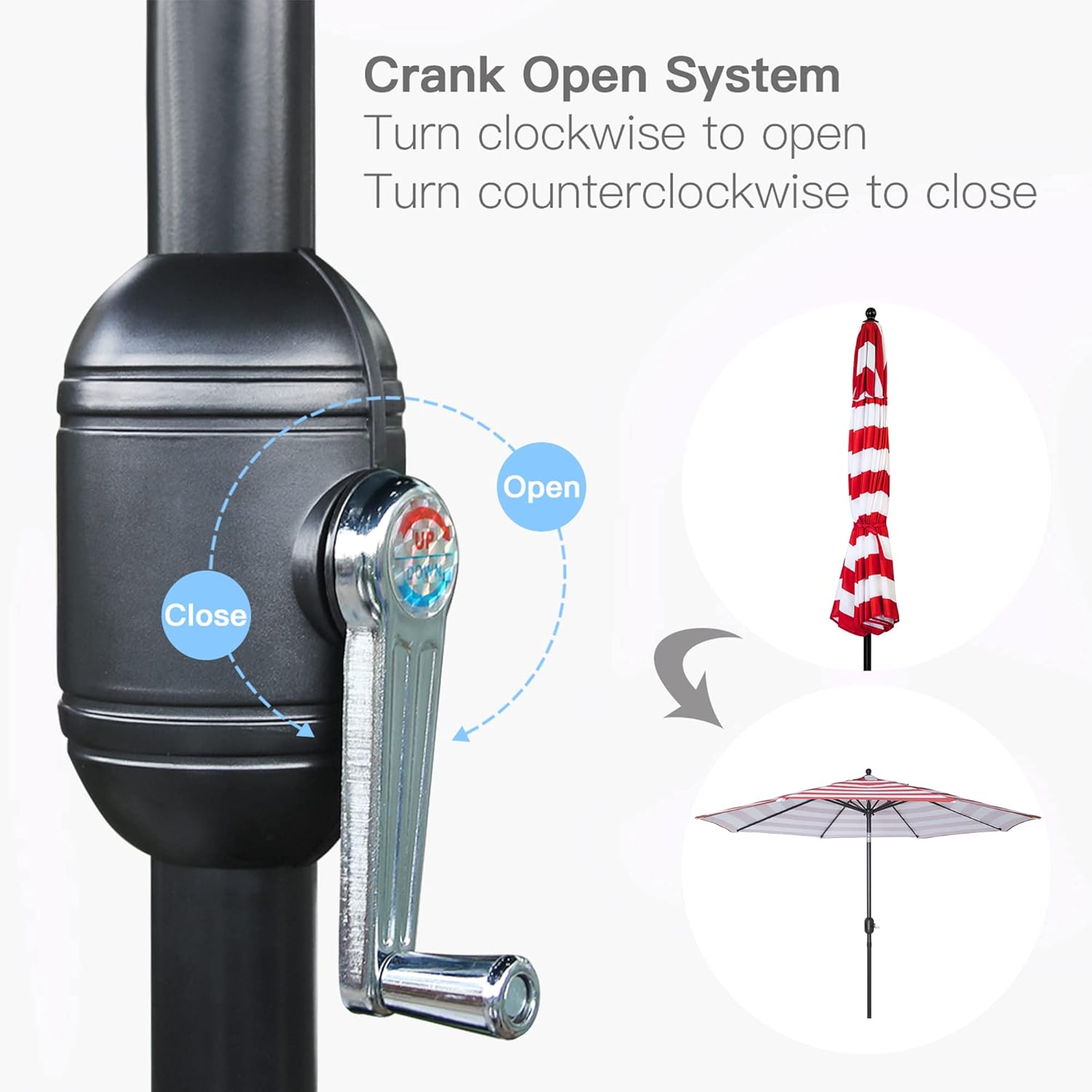 Sunnyglade 9' Patio Umbrella Outdoor Table Umbrella with 8 Sturdy Ribs (Red and White)