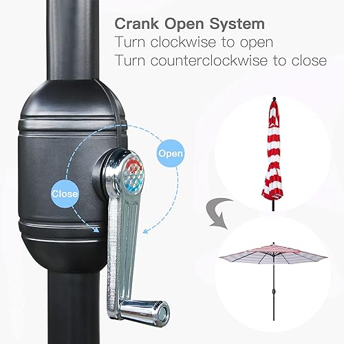 Vista 11 de Sunnyglade Sombrilla de mesa para patio de 9 pies con 8 varillas resistentes (negro y blanco)