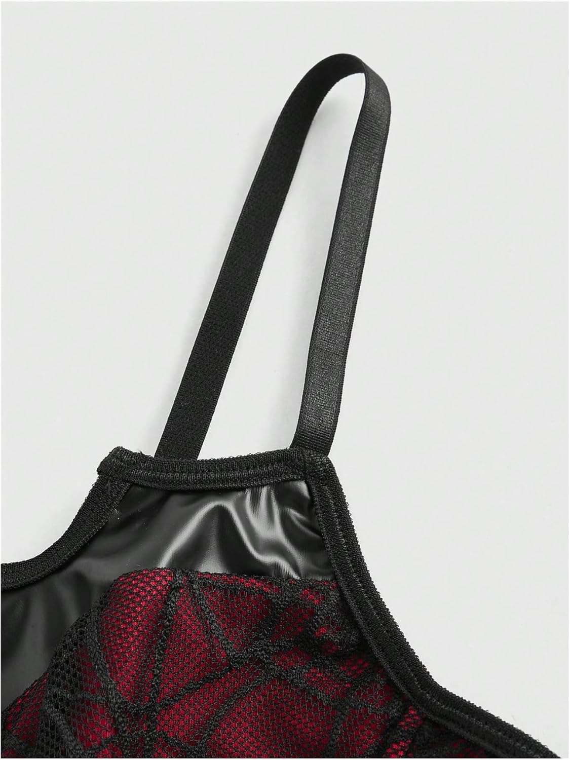 SHENHE Women's Y2k PU Leather Lace Up Spiderweb Lace Gothic Corset Bustier Cami Tank Top - Image 4