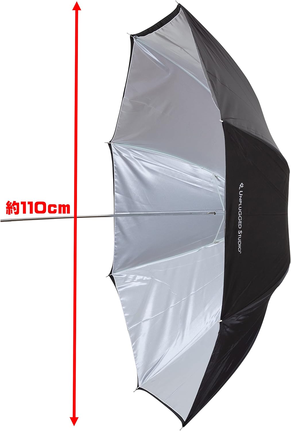 UNPLUGGED STUDIO 43" Convertible Umbrella – White Reflective/Shoot-Through with Satin Fabric and Fiberglass Ribs for Studio Flash and Speedlite Lighting - UN-054
