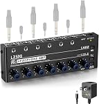 LZSIG Amplificateur d'écouteur 8 Amplificateur audio stéréo-métal canal,Mini Répartiteur d'écouteur avec adaptateur de puissance, 1/4" & 1/8" TRS Sortie d'écouteurs et TRS Entrée audio pour mélangeur de son,DC 12V