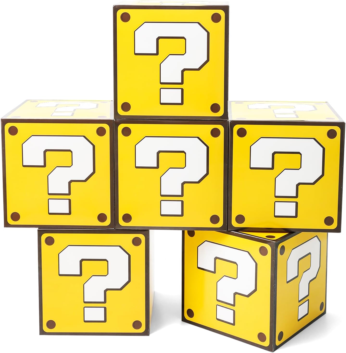 Seozio 6PCS Big Question Party Boxes, Question Boxes and 6 Set Centerpieces for Kids Boys Girls Birthday Party Decorations,Christmas Halloween Classroom Supplies Favors.(11.8 x 11.8 Inch)