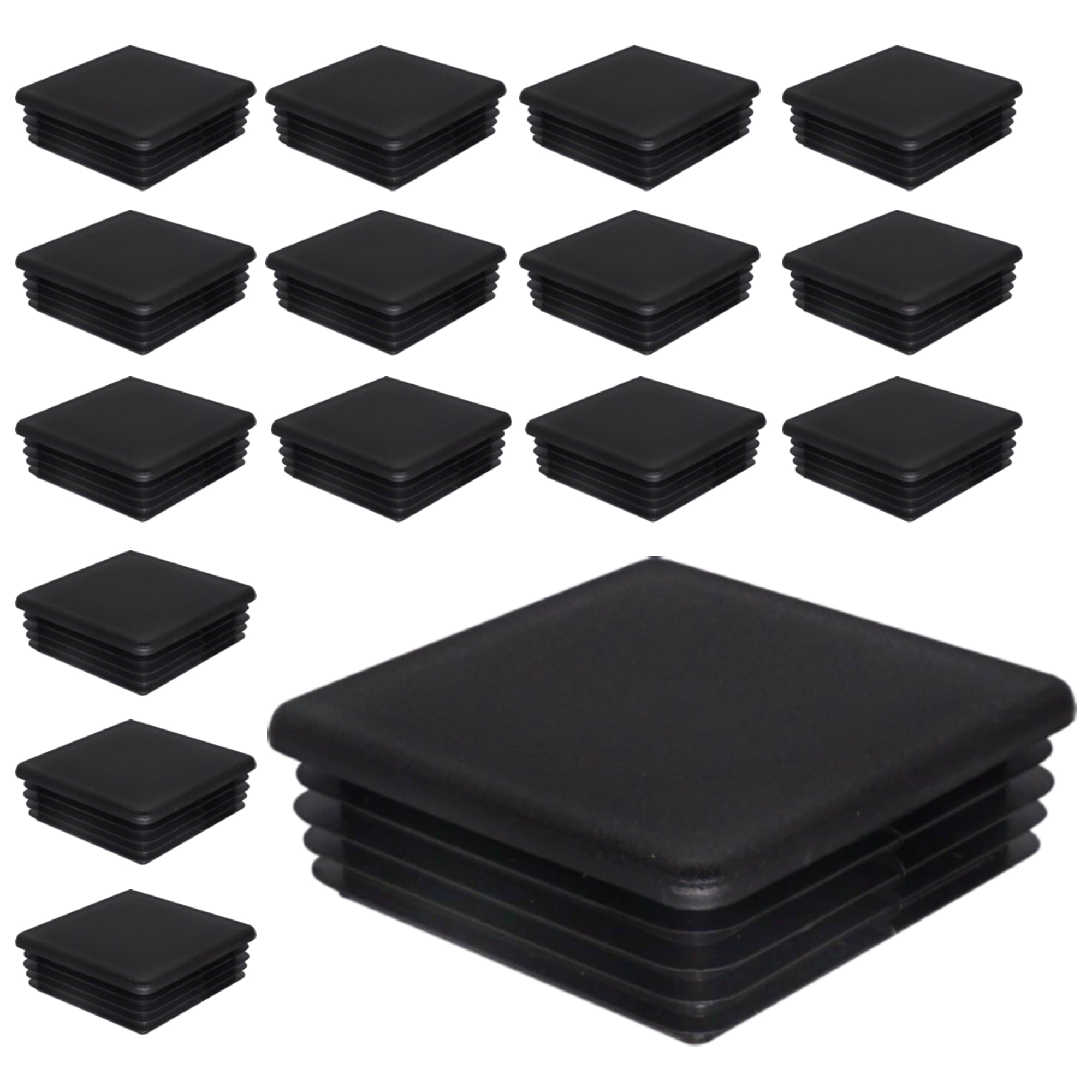SKIR'CO (16 pcs) Square Plastic Plugs 80 x 80 mm, Mat Tube End Caps, Square Tube Inserts, Fence Post Plugs, Black RAL 9005 — image 1