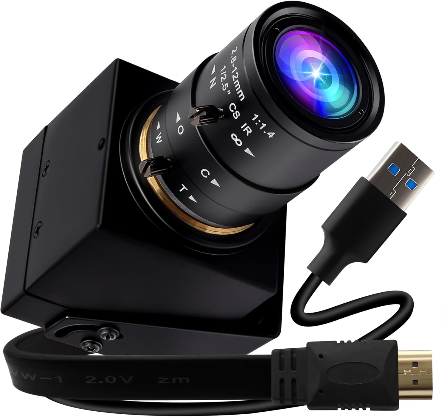 4K USB3.0 HDMI Camera 4K 60fps 2.8-12mm Zoom Webcam for Computer Mini Lightburn Camera for Laser Engraver H.264 Telescope USB Security Industrial PC Webcamera for Raspberry Pi Jetson Nano