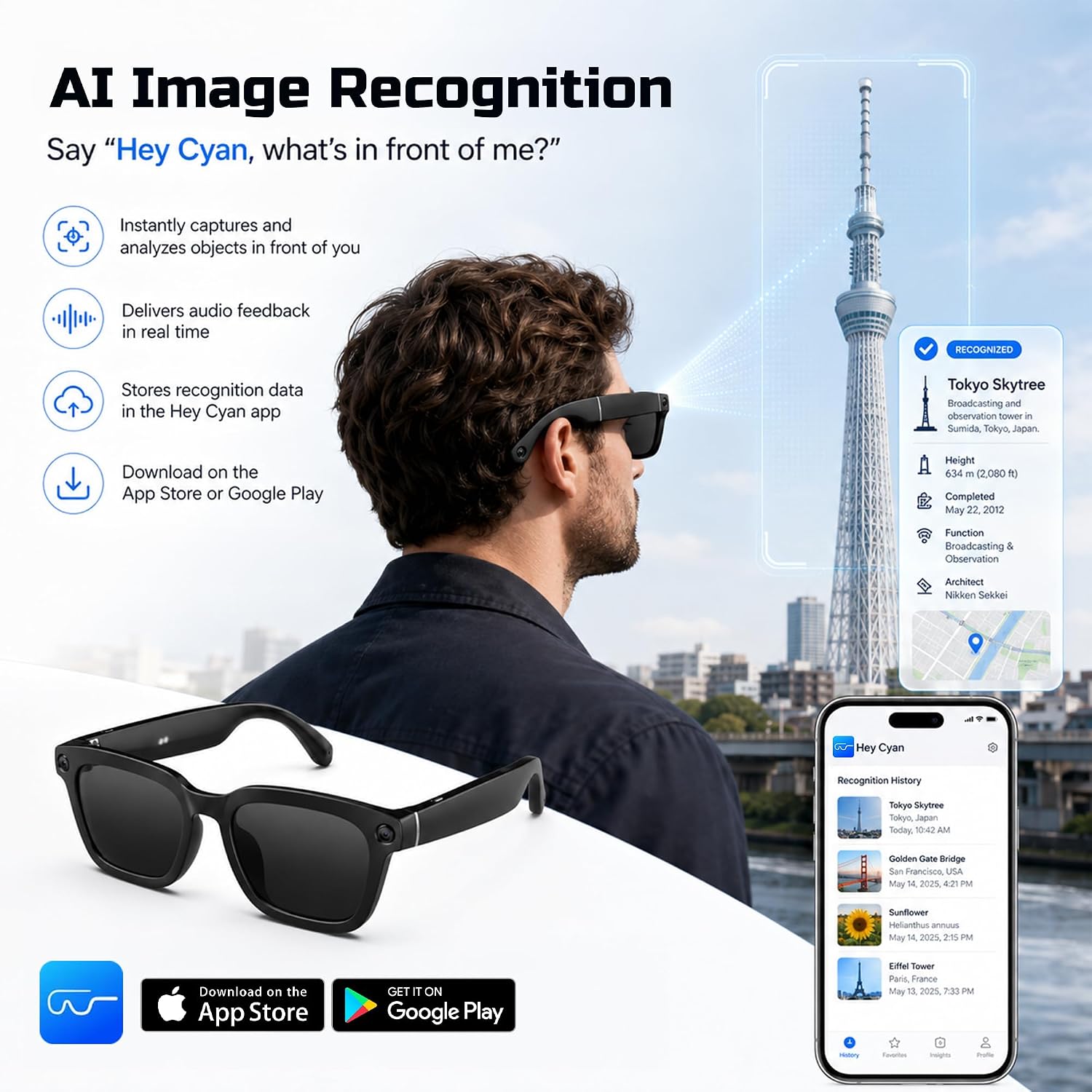 Alpha Smart Bluetooth Sunglasses – AI Voice, HD Camera, 32GB Storage, UV Protection, Anti-Blue Light, Stylish Design