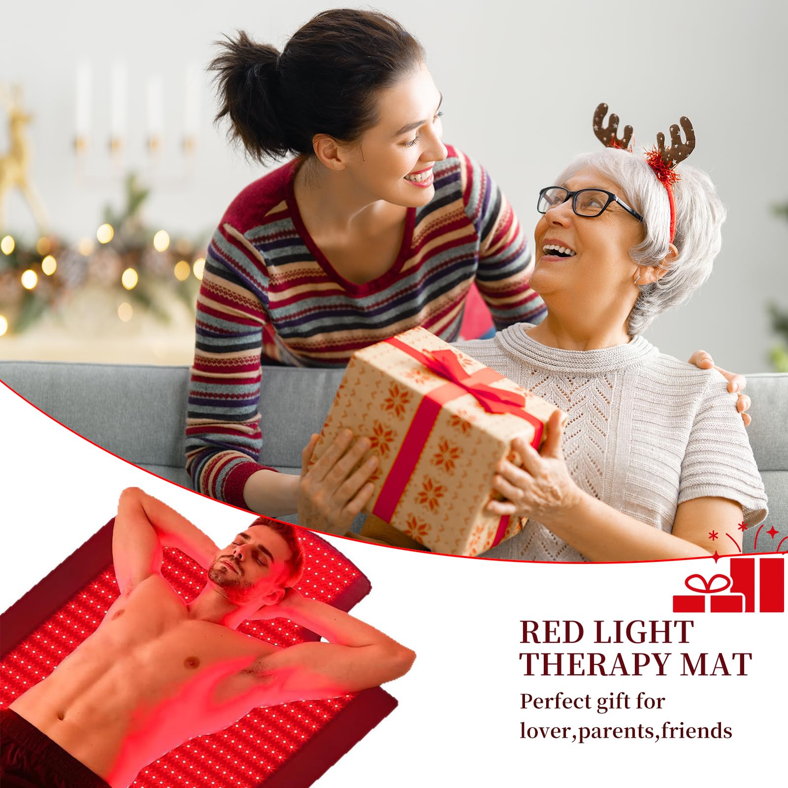 Tapis lumineux rouge de 195,6 x 86,4 cm pour le corps, couverture de lumière rouge, 1370 LED 2 en 1 (660 nm et 850 nm), cuir de qualité supérieure, 3 modes et minuterie réglable