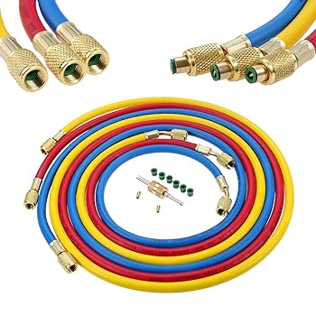Amazon.co.jp: SURIEEN R410A AC冷媒充電ホースセット 72インチ