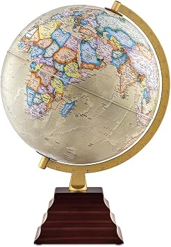 Waypoint Geographic Peninsula Plus Globe, 12" Antique Ocean-Style World Globe, Up-to-Date Reference Globe For Home and Office Decor, 19.5 H x 13.5 W x 12 D