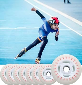 LED Light-Up Inline Skate Wheels, 90-125mm Diameter, 24mm Thickness, 90A Durometer, No Batteries Required (4, Red flash, 100mm)