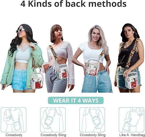 Miniatura 6 de Bolso cruzado aprobado por estadios para mujer, bolsa transparente para estadios para eventos deportivos, conciertos