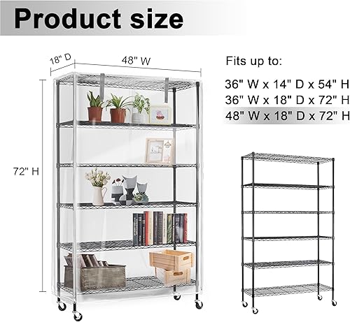 Miniatura 3 de IndigoTempest9 Cubierta impermeable de vinilo transparente para estantes de alambre, 48 pulgadas de ancho x 18 pulgadas de profundidad x 72 pulgadas