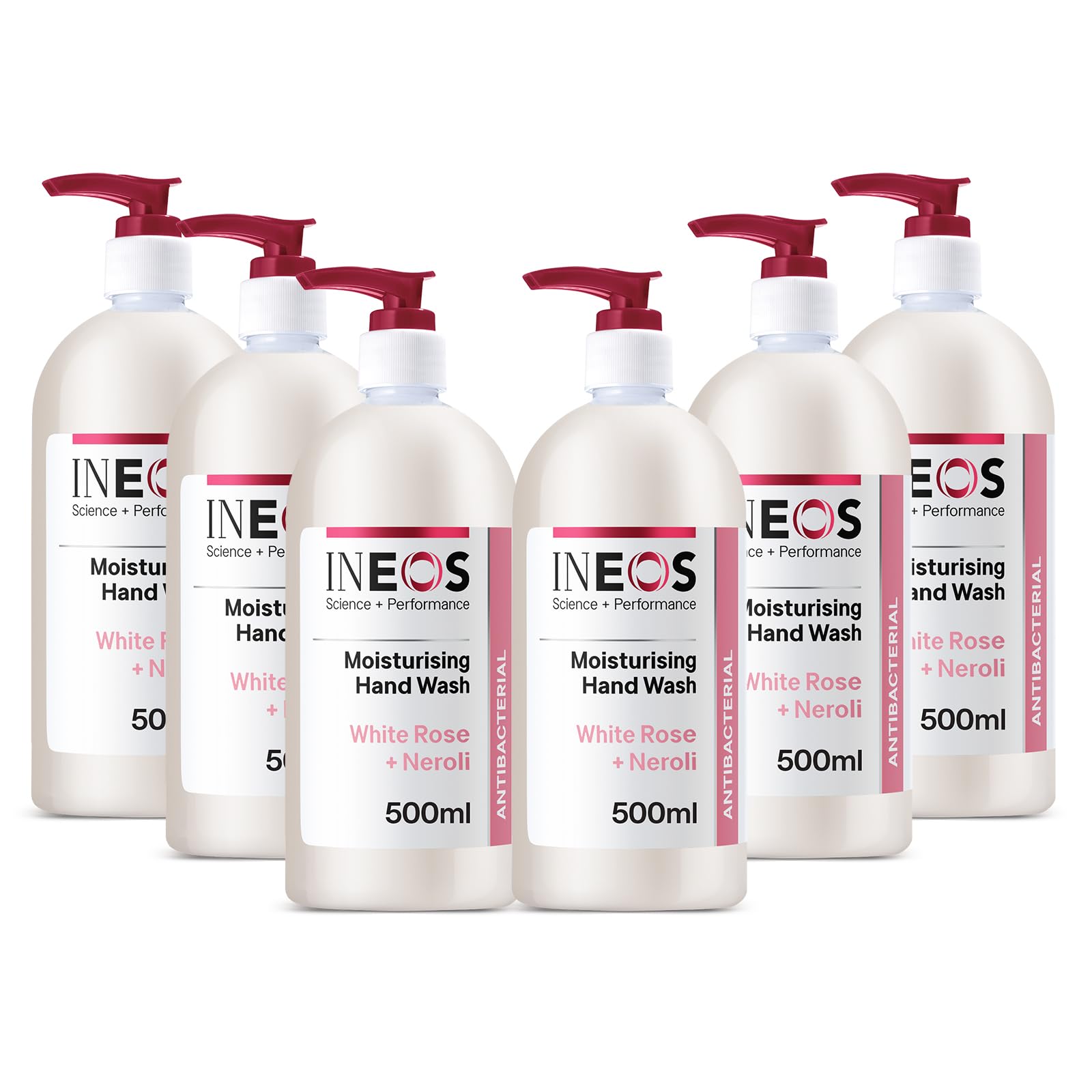 INEOS Moisturising Liquid Hand Soap White Rose & Neroli 6 x 500ml