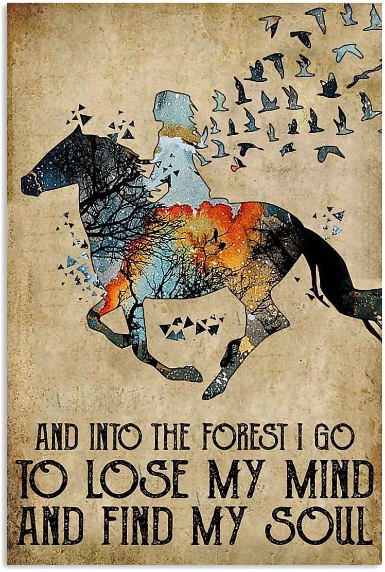 Amazon Com Horse And Into The Forest I Go To Lose My Mind And Find My Soul Art Decor Canvas Framed Poster 11x14 Posters Prints
