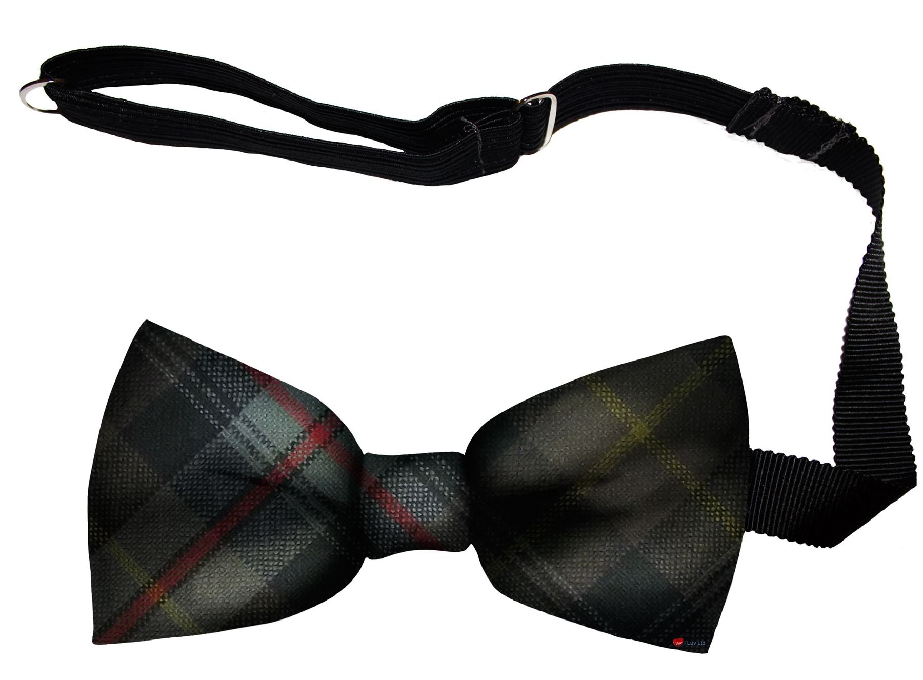 I LUV LTD Mens Bow Tie Soft Wool Woven And Made in Scotland in Farquharson Weathered Tartan Adjustable Strap for Easy Fastening