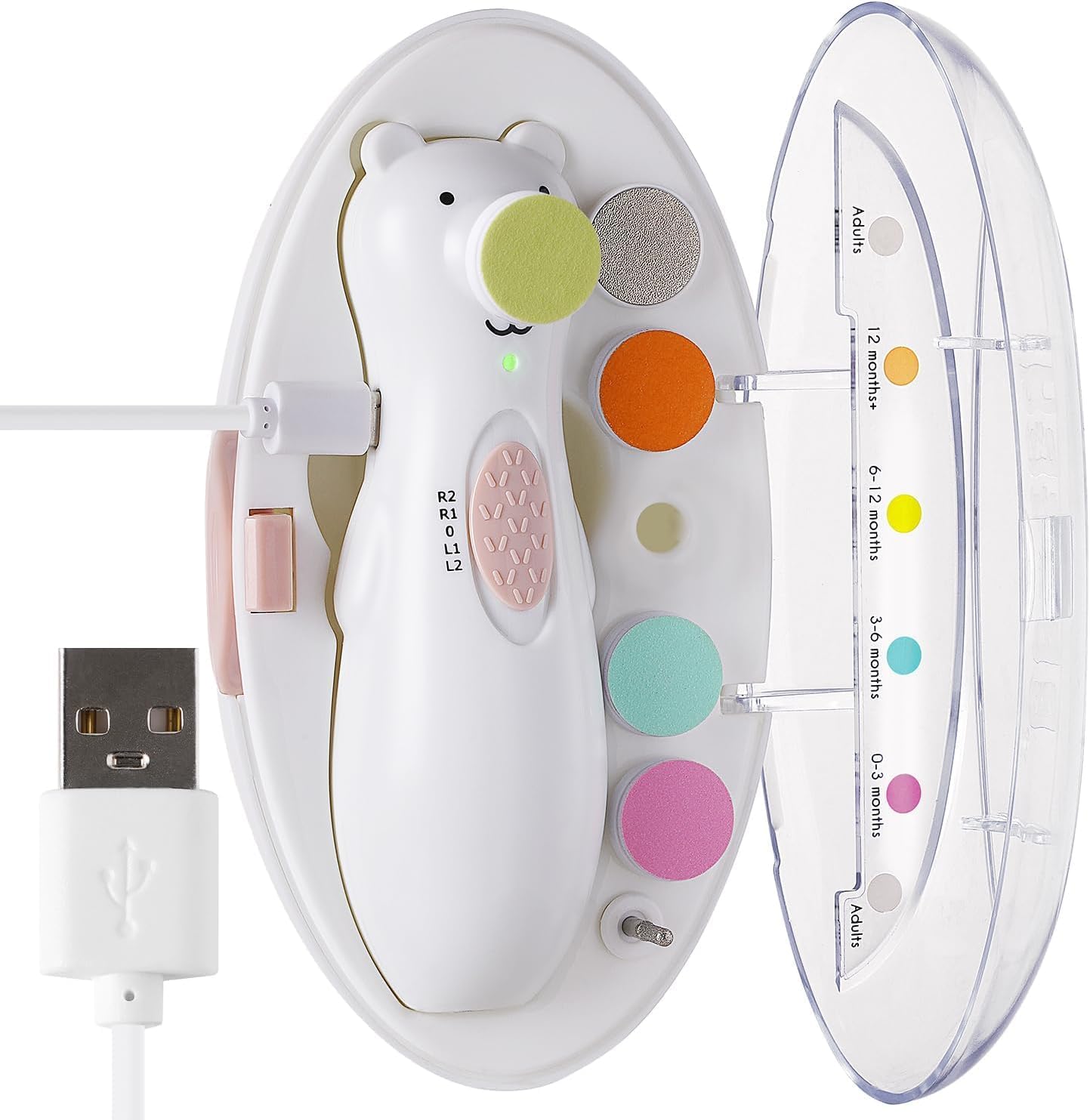 haakaa Happii Bear Baby Nail File Electric Nail Trimmer with LED Light