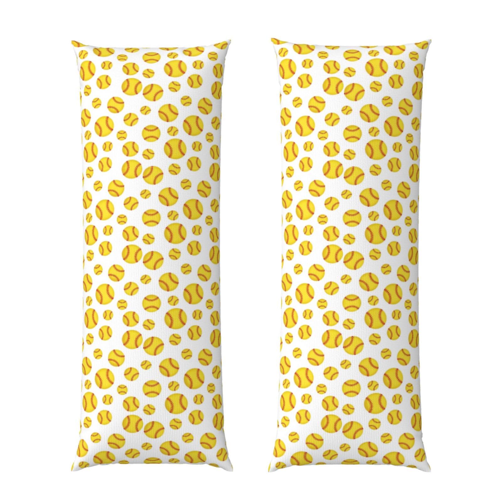 Body Pillow Protector Cover 20x60 Softball Yellow, Soft Microfiber Pillowcase with Zipper, Wrinkle Shrinkage Resistant, for Bed Couch Sleeping
