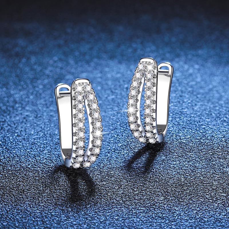 14K Gold Diamond Hoop Earrings for Women, 0.6 Carat Internally Flawless Excellent Cut D-Color in U-Shape, Upscale Minimalist Fashion Accessory