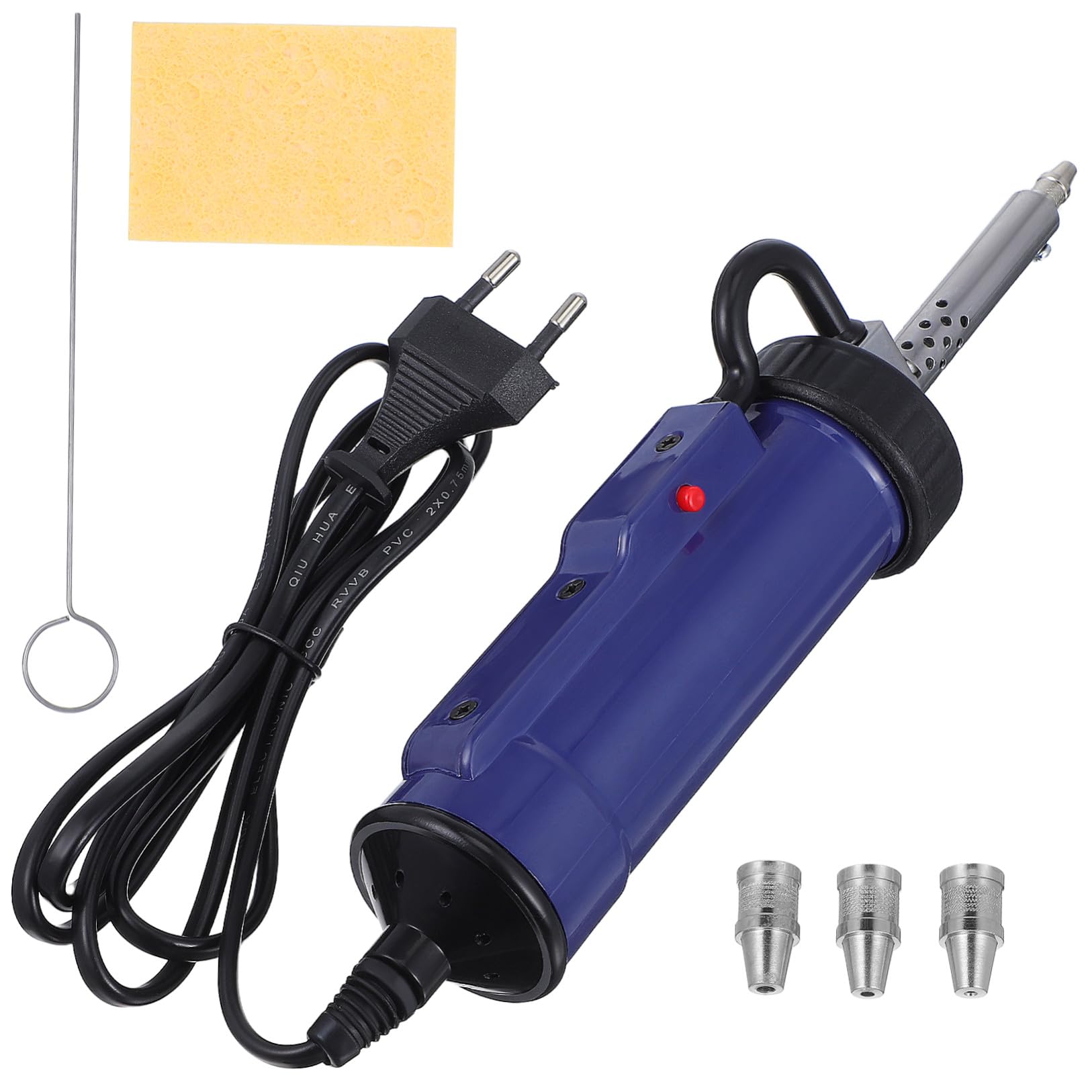 Bomba Desoldadora Eléctrica 350w Ac220 Portátil Azul | Calentamiento Rápido y Absorción de Estaño, Boquilla de Succión y Puntas Reemplazables, Acero Inoxidable Cobre Eva