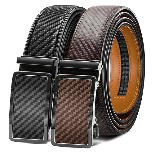 Ratchet Belts for Men - 2 Pack Leather Belts for