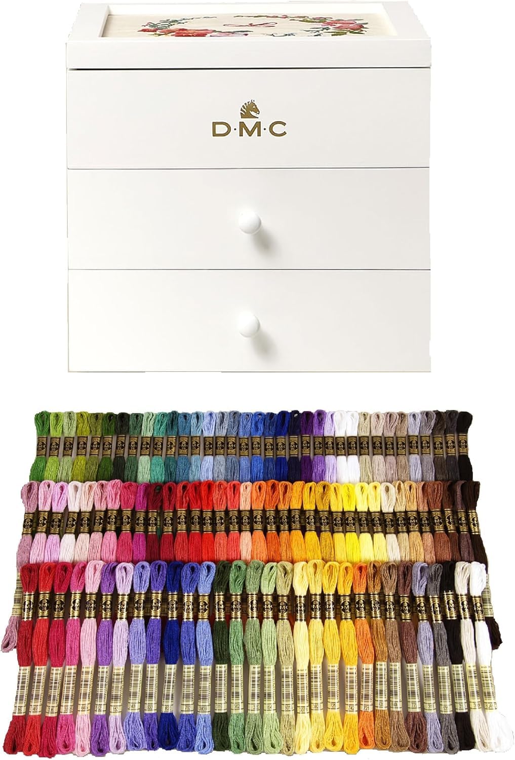 DMC La caja de almacenamiento modular incluye 70 madejas de hilo de bordado DMC de seis hebras