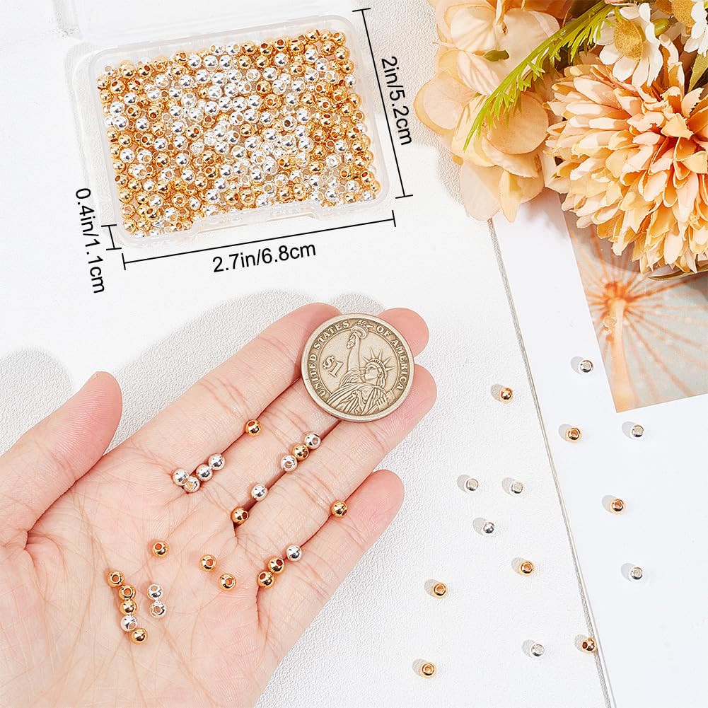 1500pcs 6mm Piatto Rotondo Distanziatore Perline Disco Sciolto Gioielli Fare Perline Per Fai Da Te Braccialetto Collana Orecchino Forniture Artigianali, Oro E Argento