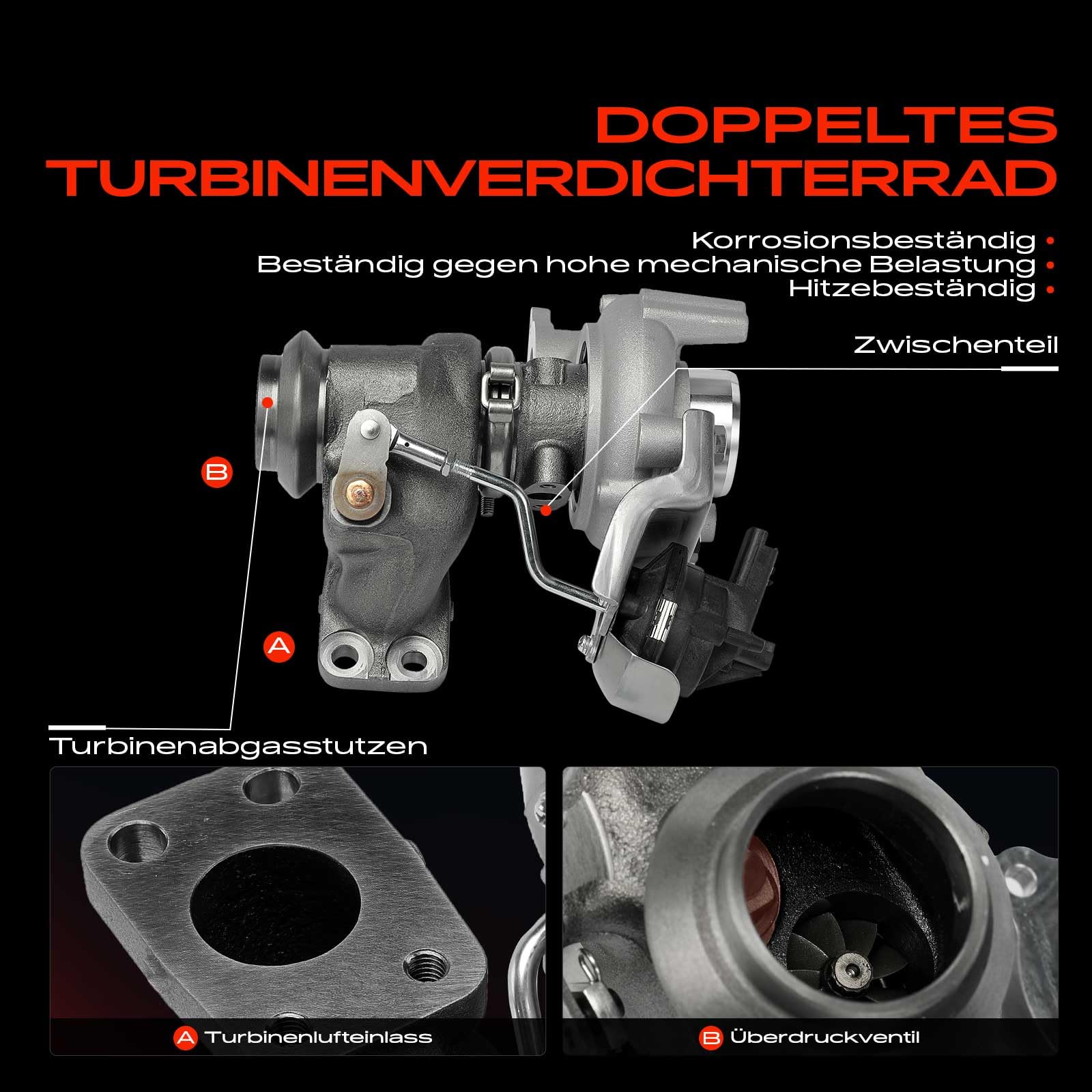 Frankberg Turbocompressore per gas di scarico connettore a 3 Poli codice | Compatibile con: C4 II NC, Transit Connect MPV, Zafira Life Bus K0, Fiesta VII Van, 308 II L3 LB LH LP LW
