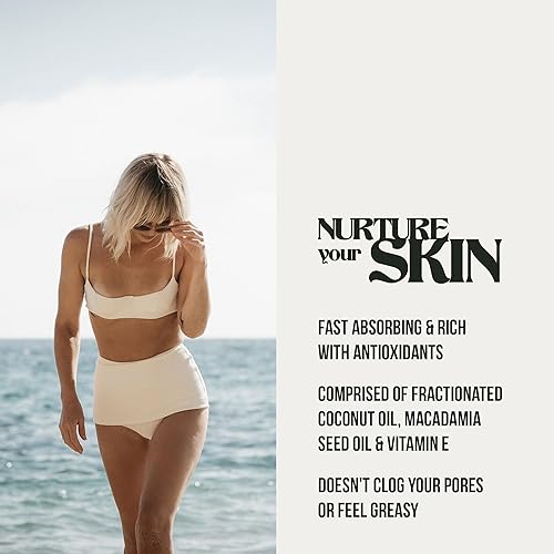 Miniatura 2 de PIRETTE Spray de aceite corporal seco para cabello y cuerpo, hidratante después de la ducha con aceite de coco fraccionado y vitamina E, hidratante