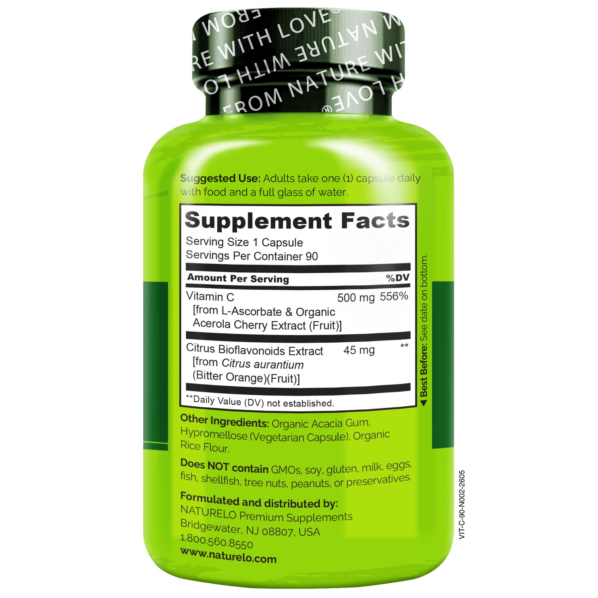 NATURELO Vitamin C 500 mg, Immune Support, Vegan, 90 Capsules — Amazon image 6