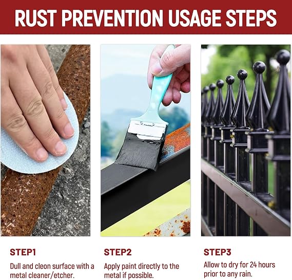 2 in 1 Rust Converter & Metal Primer,Anti Rust Paint For Metal, Rustpaint Anti-Corrosion Coating, Water-Based Matte Interior/Exterior Rust-Paint ,Fences, Furniture&Quick-Drying Rust-Preventive Coating,32 FL Oz Red