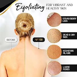 L\'Exfose Kessa Hammam Deep Exfoliating Glove 4pc - Korean Exfoliating Mitt for Shower Ideal for Dead Skin Remover, Keratosis Pilaris & Self-Tanning to Improve Skin Tone Made with 100% Natural Viscose