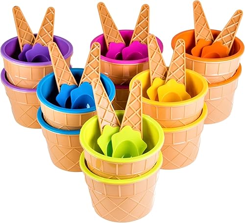 Green Direct Copas de yogur congelado de helado de Sundae de plástico con cucharas - Cuencos de postre para helado (240)